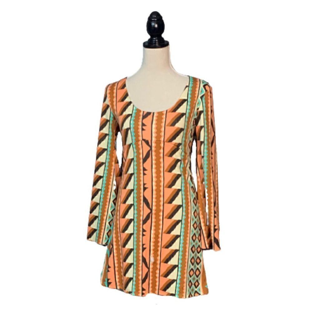 Judith March Geo Print Flared Dress Sz S